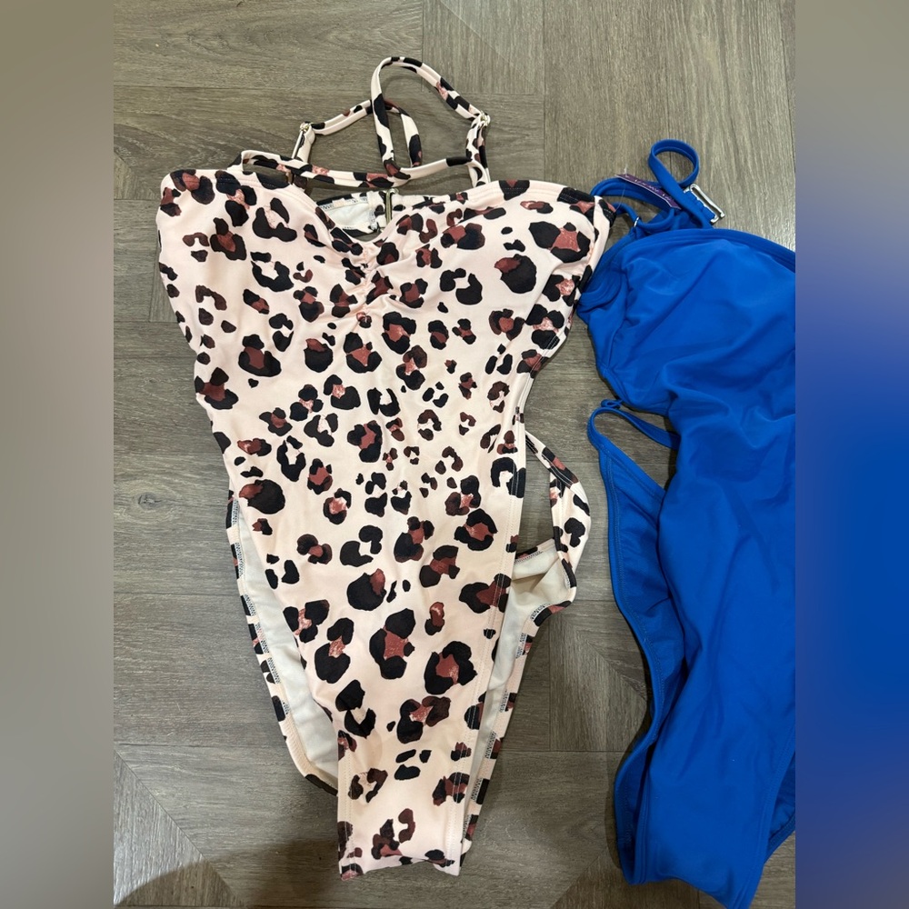 Adore Me Calypso Blue One-Piece Swimsuit and Cheetah One piece swimsuit nwt - Picture 3 of 9